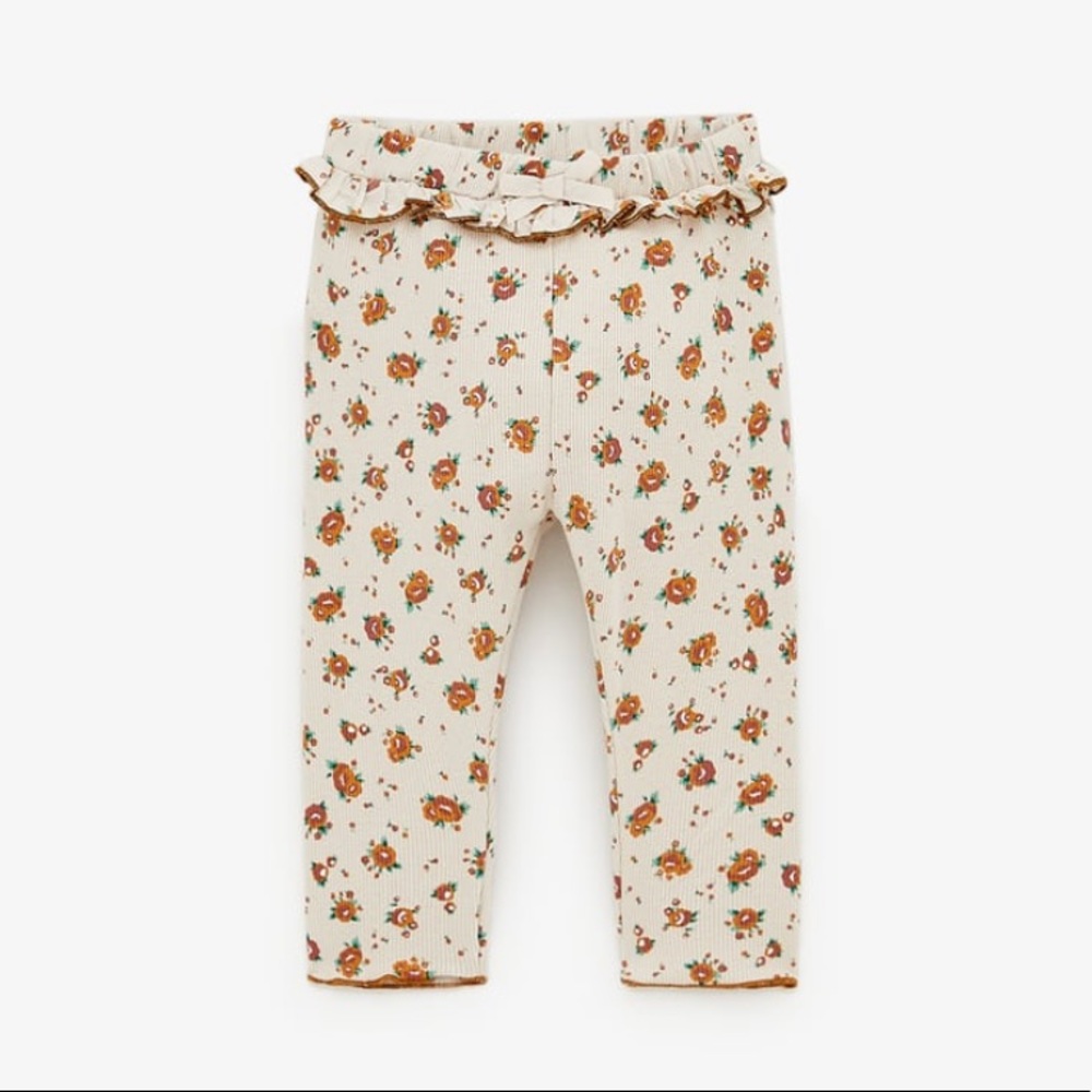 Zara Baby Girl Floral Ribbed Leggings 2T